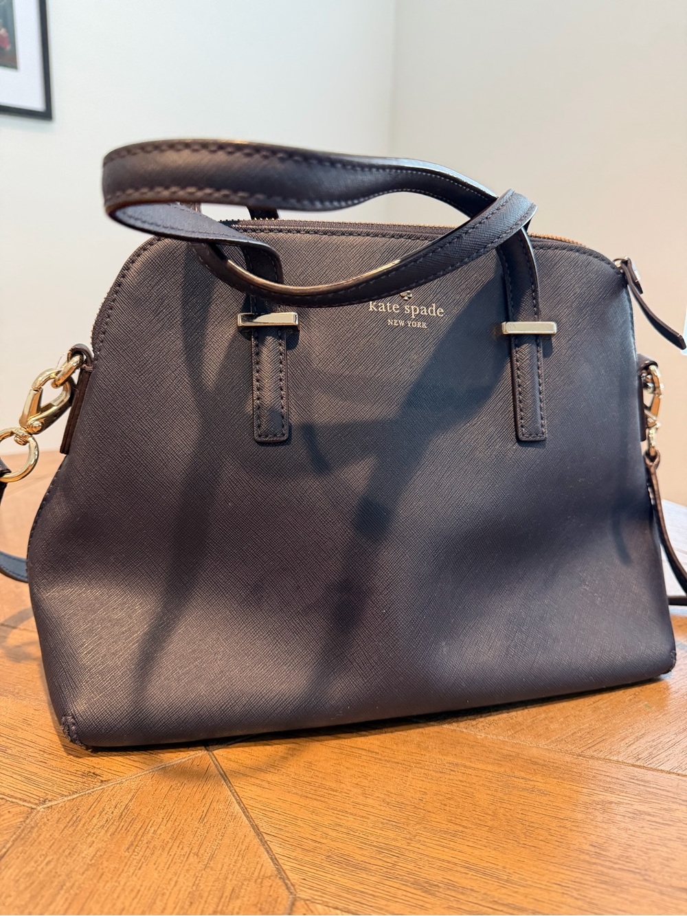 Kate Spade New York Cedar Street Maise Top Handle Bag in Blue Saffiano Leather